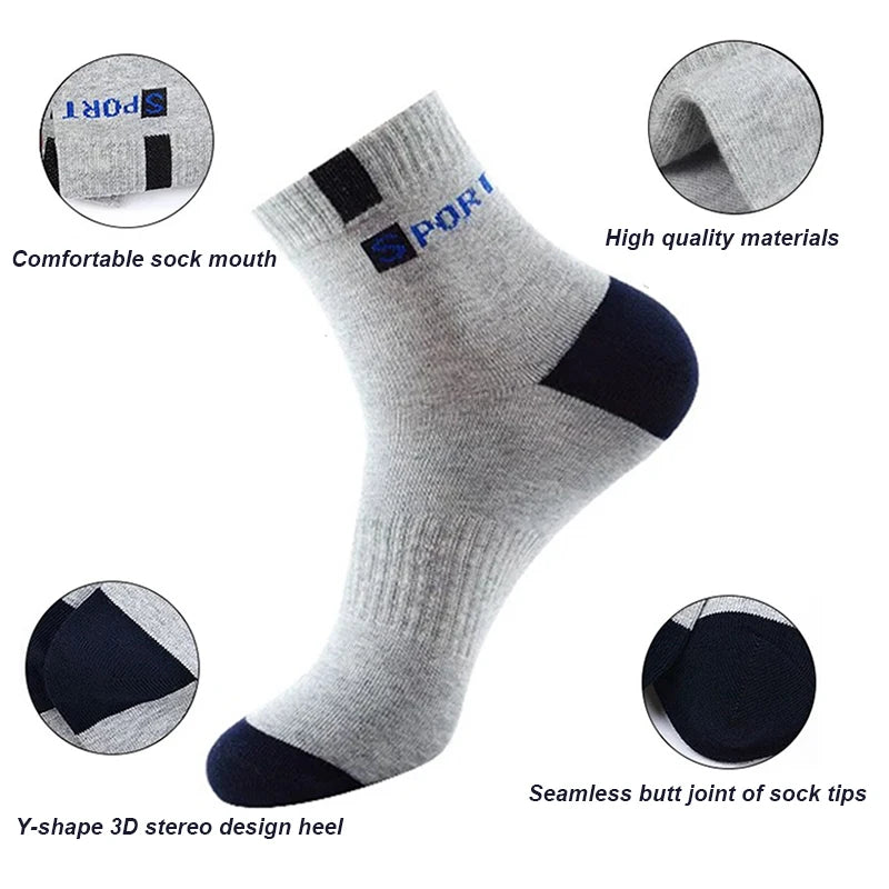 5/10 Pairs Men’s Bamboo Fiber Sports Socks – Breathable Cotton Crew Socks - 3KDyn