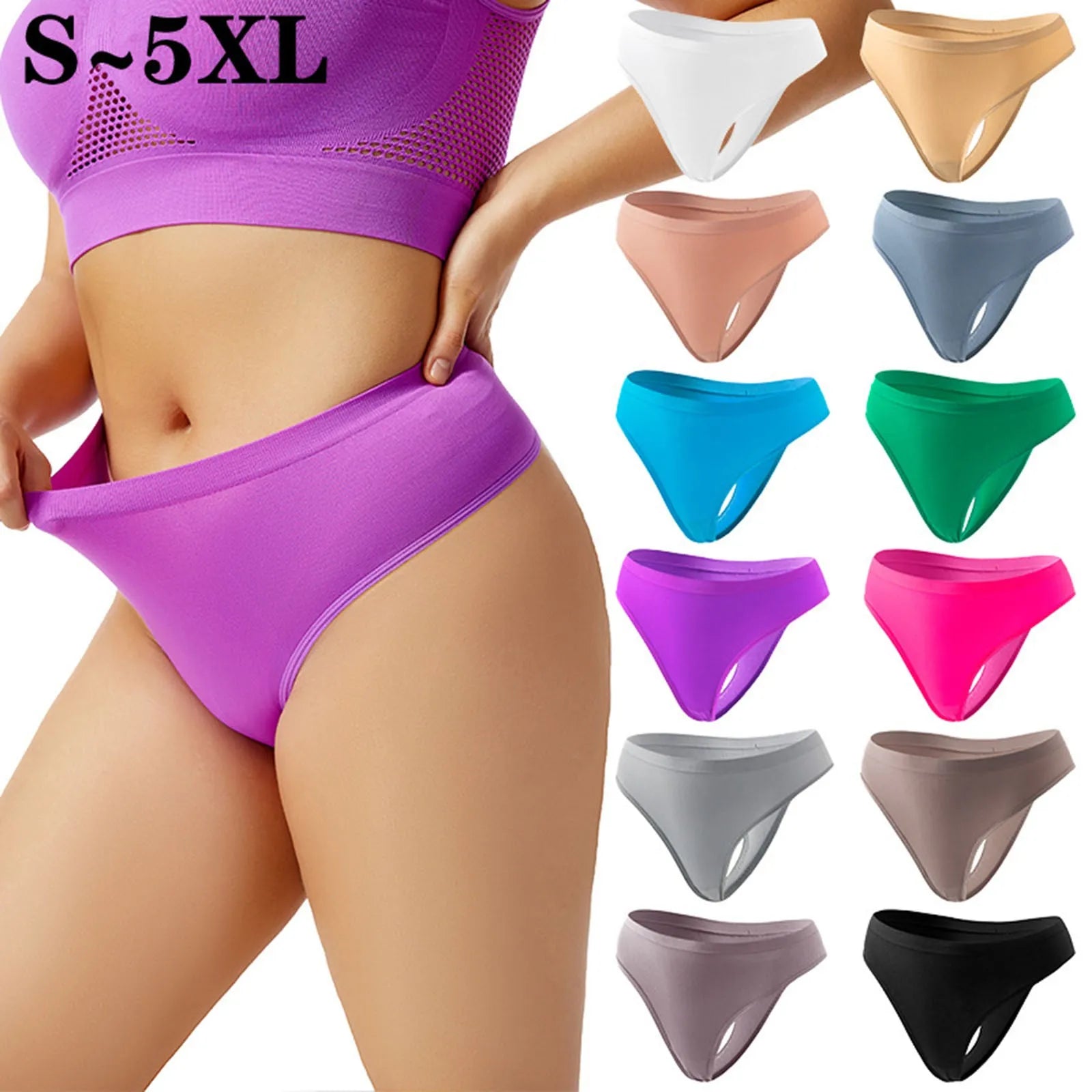 Women’s seamless low-rise shaping briefs in multiple colors, S–5XL | 3KDyn