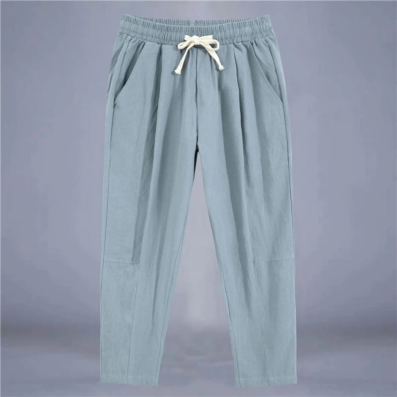 Men's Cotton-Linen Drawstring Pants – Light, Breathable & Relaxed - 3KDyn