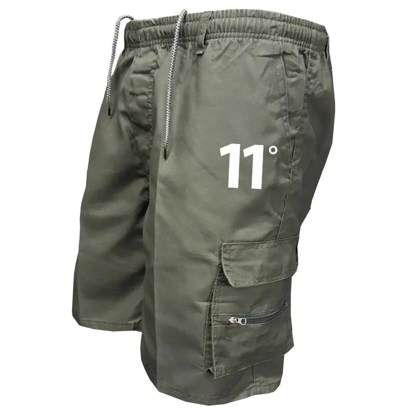 Outdoor Cargo Shorts Male Overalls Elastic Waist Cycling Shorts Multi-pockets Loose Work Shorts Beach Sport Printed Trousers - 3KDyn