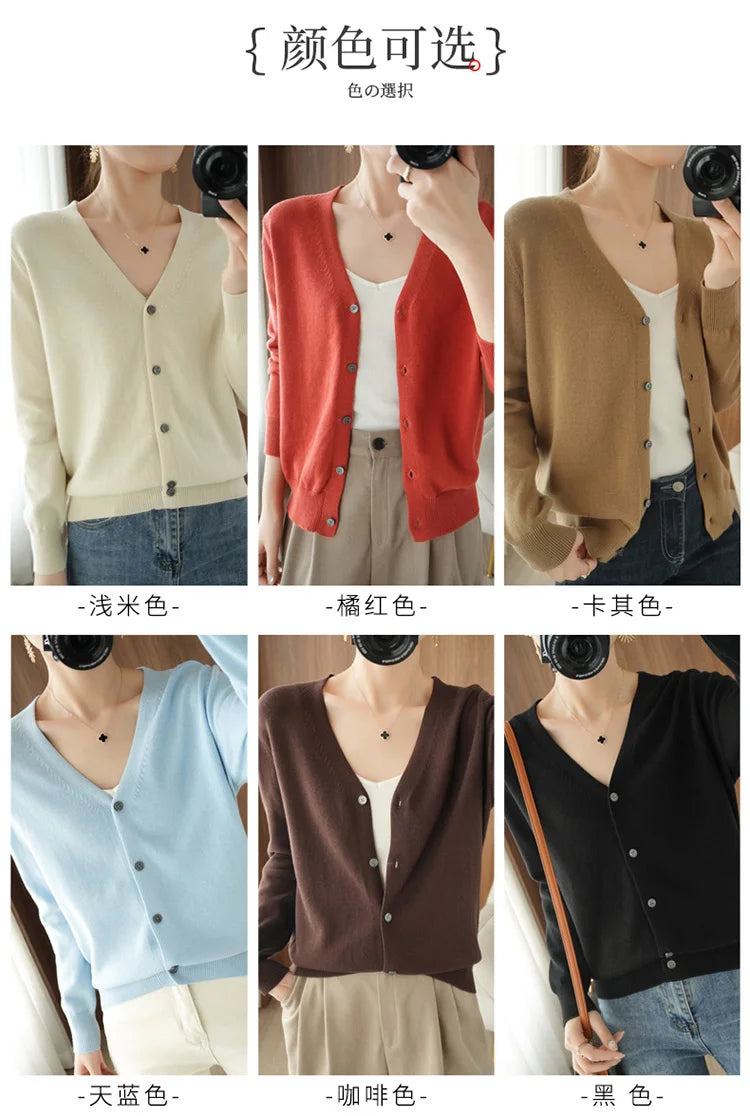 Women’s cotton V-neck button cardigan