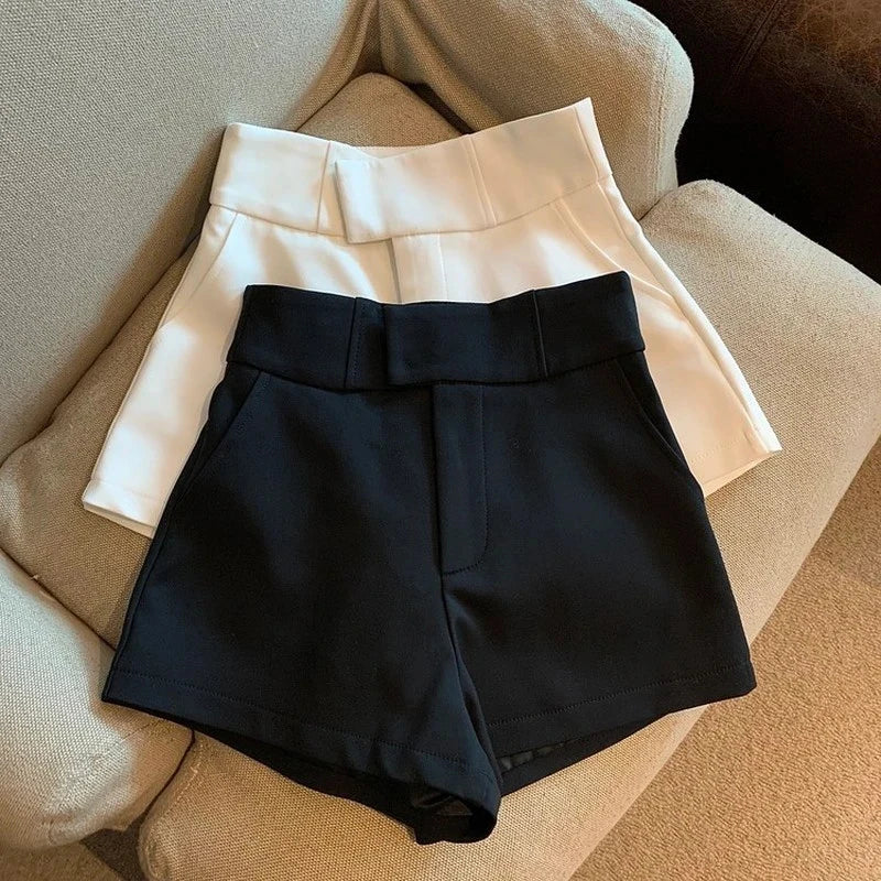 MEXZT Y2K Streetwear Black Shorts Women Elegant High Waist White A Line Wide Leg Suit Short Sexy Club Slim Hot Short Pants New - 3KDyn