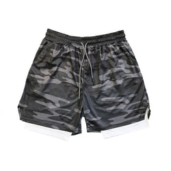 Men's Double Layer Fitness Shorts Drawstring Mesh Lining Elastic Waist Breathable Quick Dry to Beach Pool Summer Male - 3KDyn