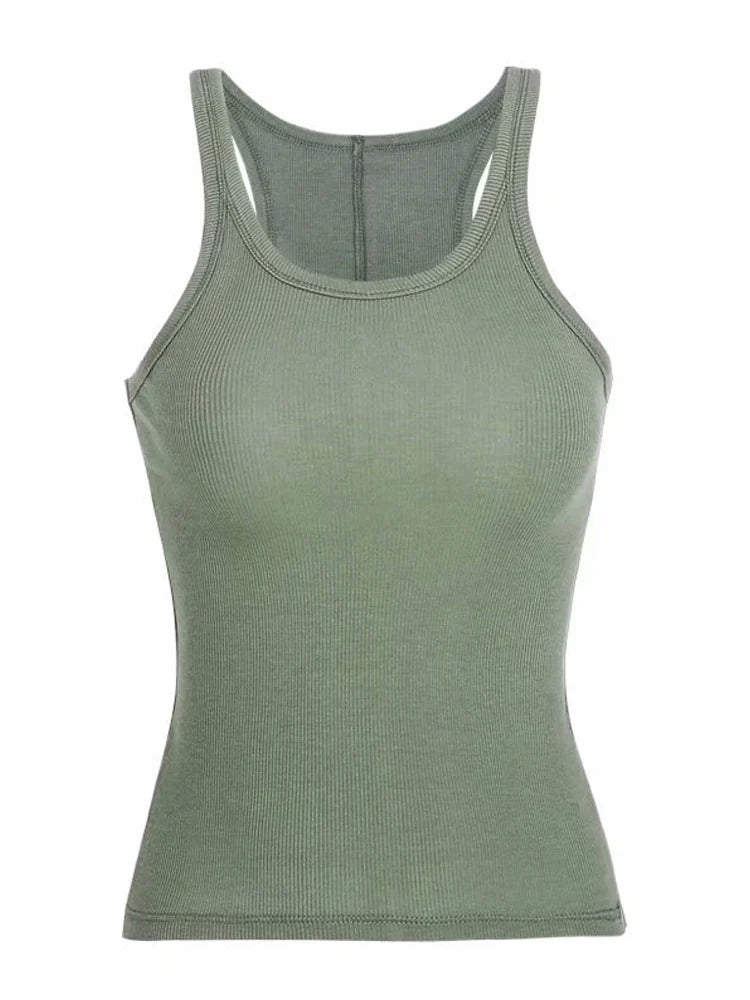 Ribbed Knit Tank Top - Vintage Sleeveless Camis for Women - 3KDyn