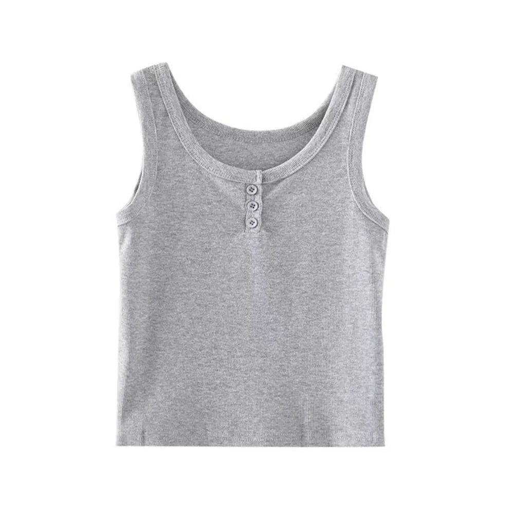 Ribbed Button Down Sleeveless Tank Top for Women – Casual Summer Blouse - 3KDyn
