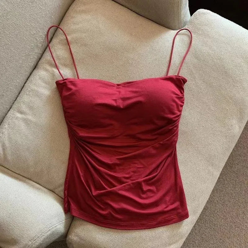 Red sleeveless cami top