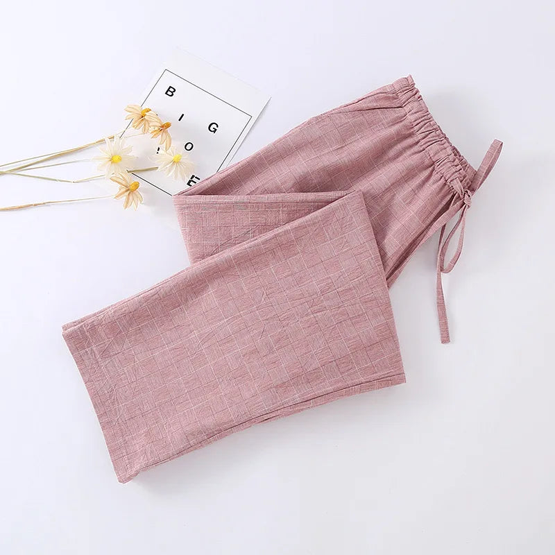 Women’s cotton gauze pajama pants – elastic waist
