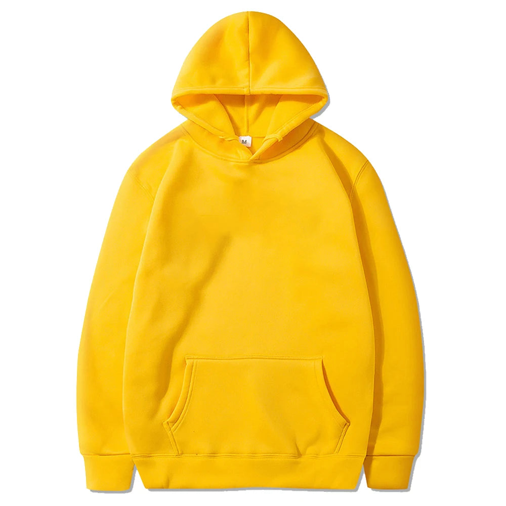 Solid Color Men's Fleece Hoodie – Casual Warm Pullover - 3KDyn