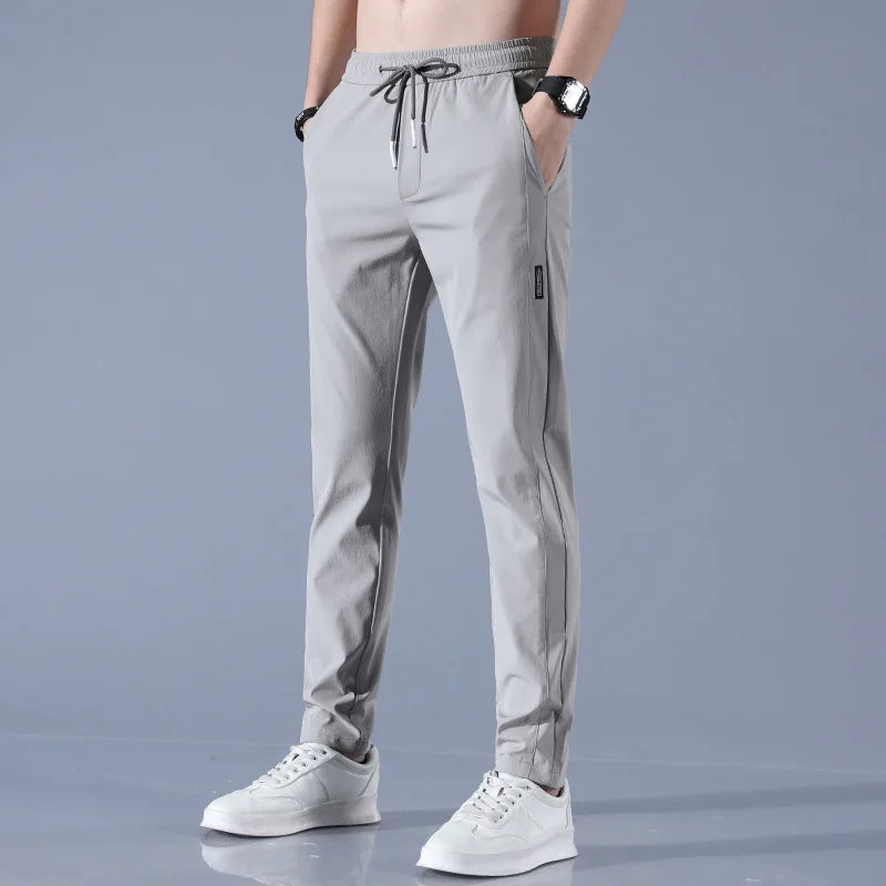 Men’s Lightweight Summer Pants – Breathable Ice Silk, Casual Fit, Elastic Waist - 3KDyn