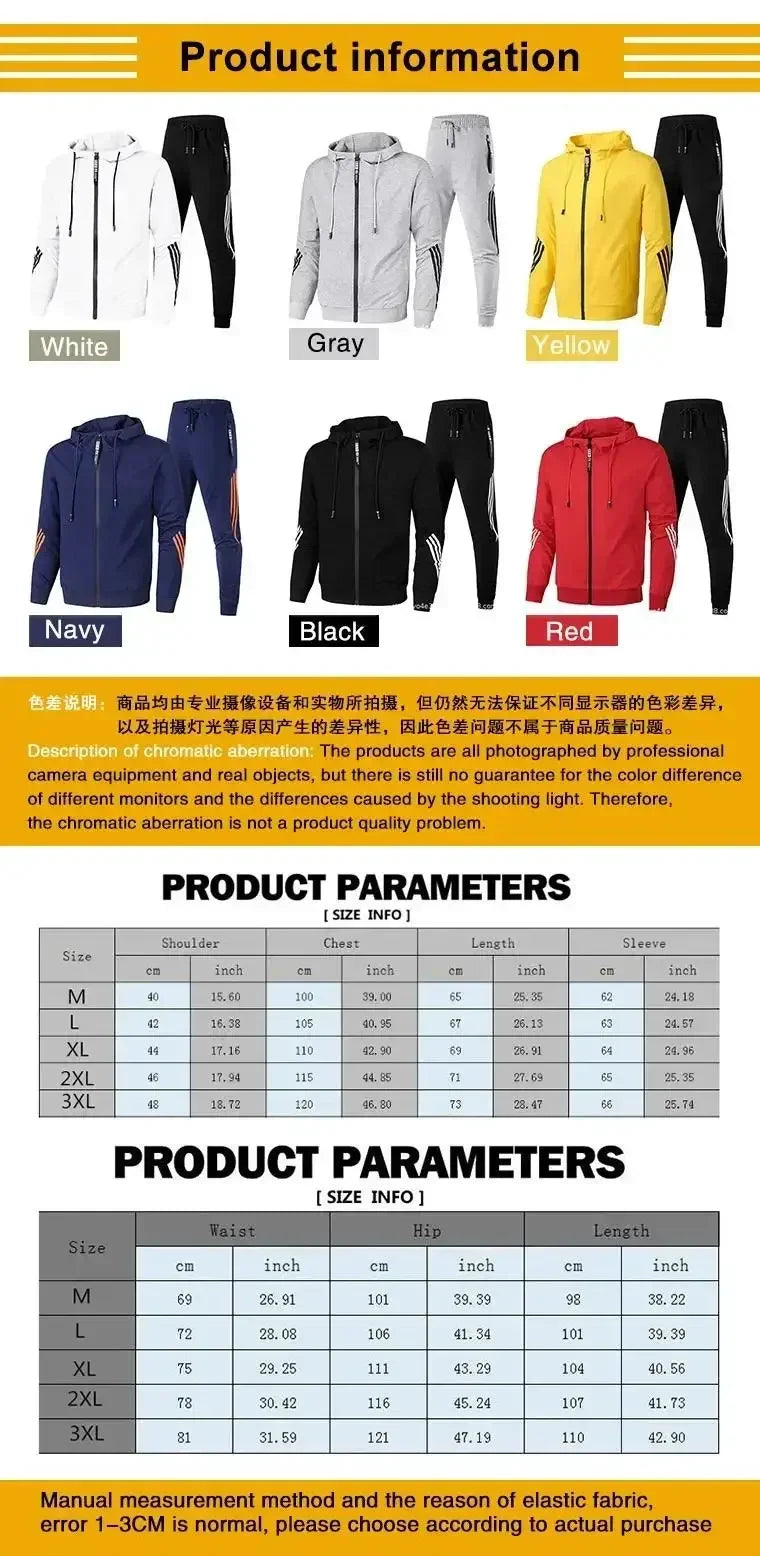 Men’s Zip-Up Tracksuit Set – Jacket & Joggers