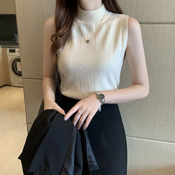 Knitted Sleeveless Tank Top - Stretchy Casual Fit for Women - 3KDyn