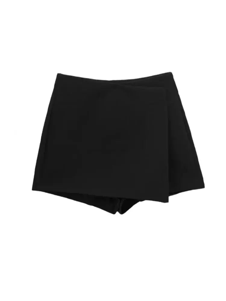 TRZA Women Fashion Pareo Style Asymmetric Shorts Skirts Vintage High Waist Side Zipper Female Skort Mujer - 3KDyn