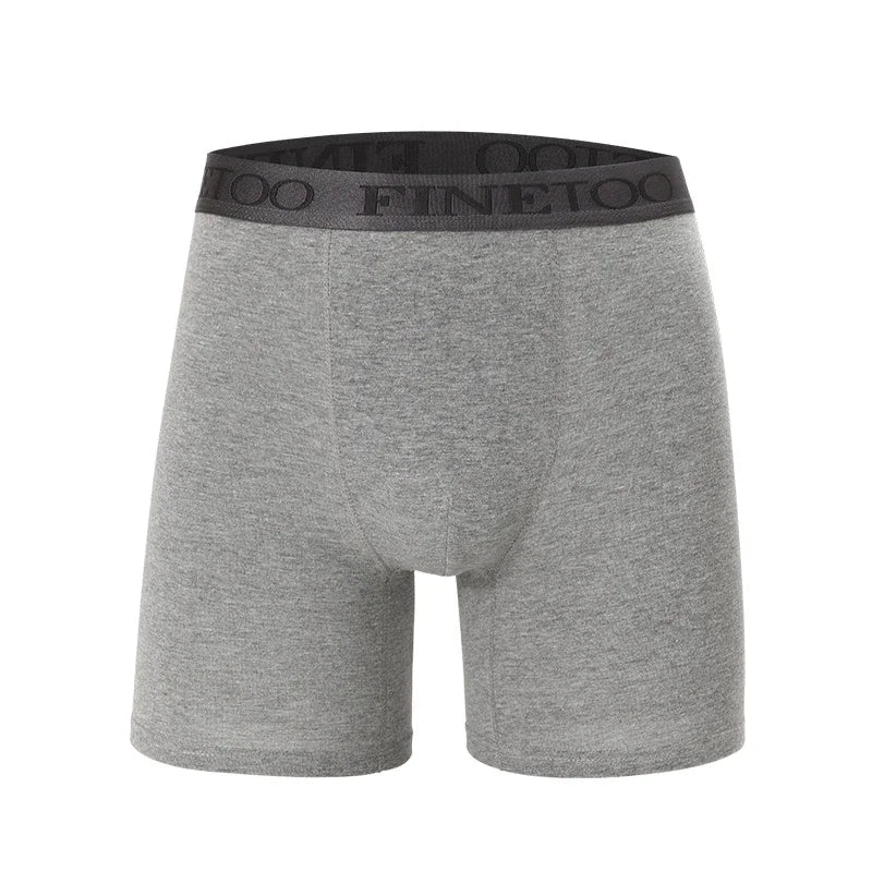 Gray boxer briefs with black waistband on a white background