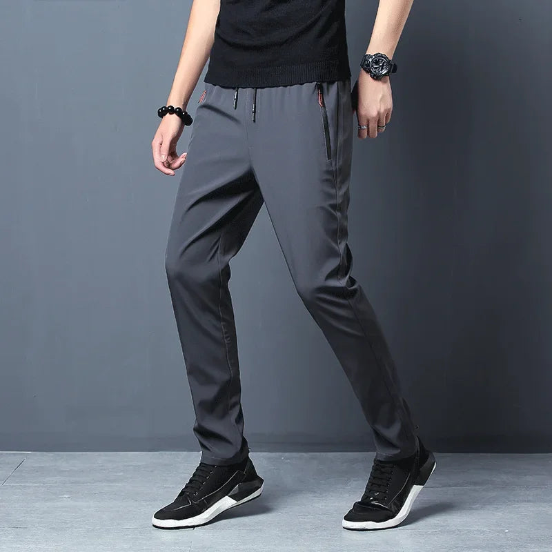 Men's Slim Fit Straight Jogger Pants – Lightweight Casual Style with Elastic Waist - 3KDyn