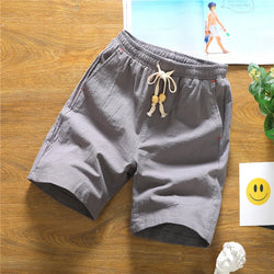 Summer Shorts for Men Cotton Elastic Waist Solid Color Loose Fitting Casual and Versatile Breathable Pure Cotton Home Pants - 3KDyn