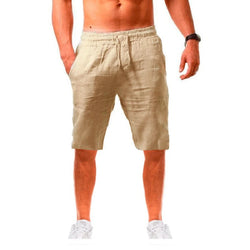 New Men's Cotton Linen Shorts Pants Male Summer Breathable Solid Color Linen Trousers Fitness Streetwear Lace up Bottoms - 3KDyn