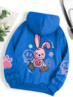 Cartoon Bunny Oversize Hoodie – Women’s Streetwear - 3KDyn