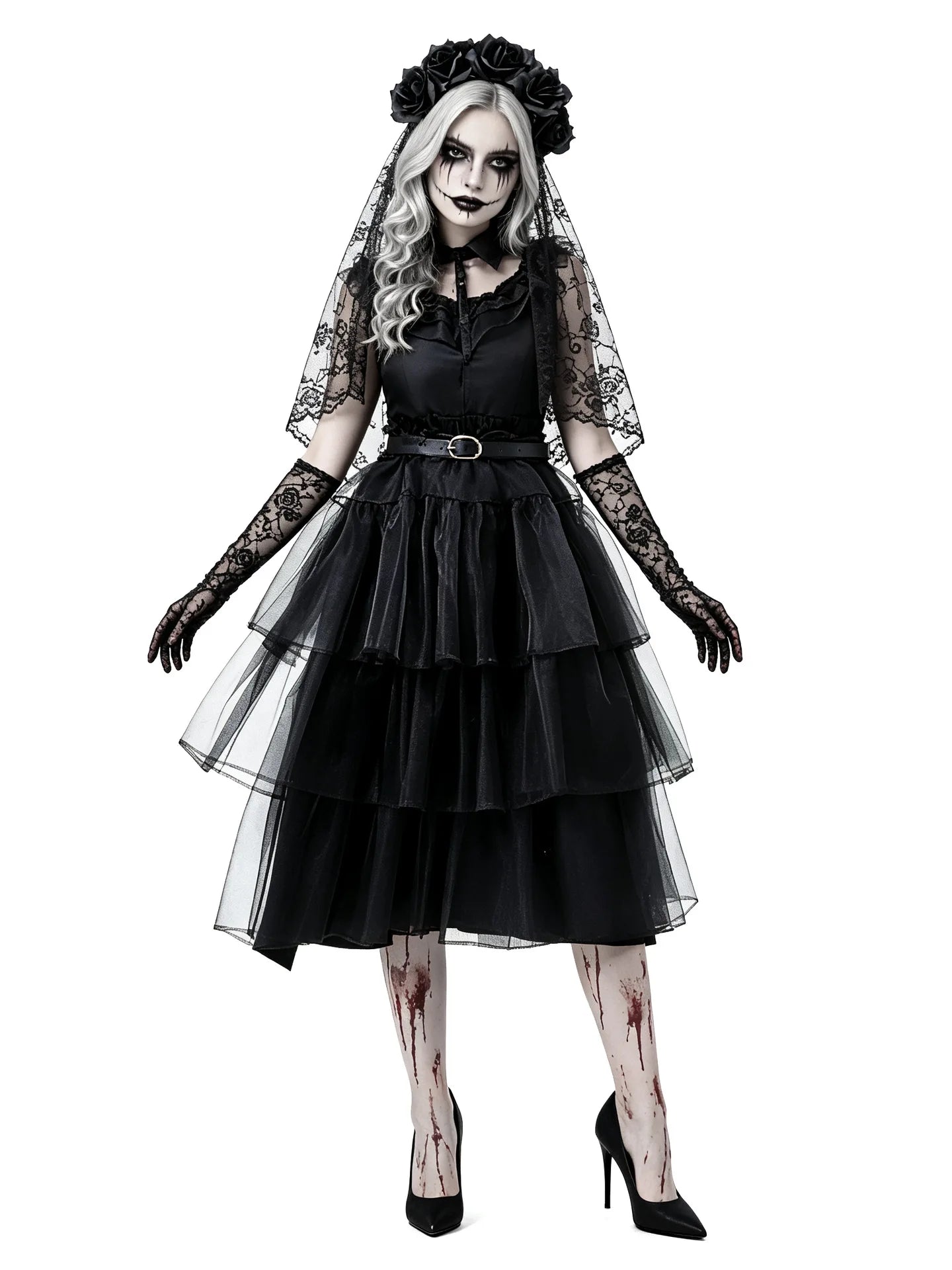 Women’s gothic ghost bride costume set – product detail 2