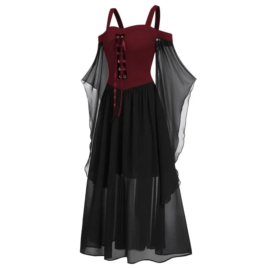 Gothic witch costume dress with medieval-inspired styling for women