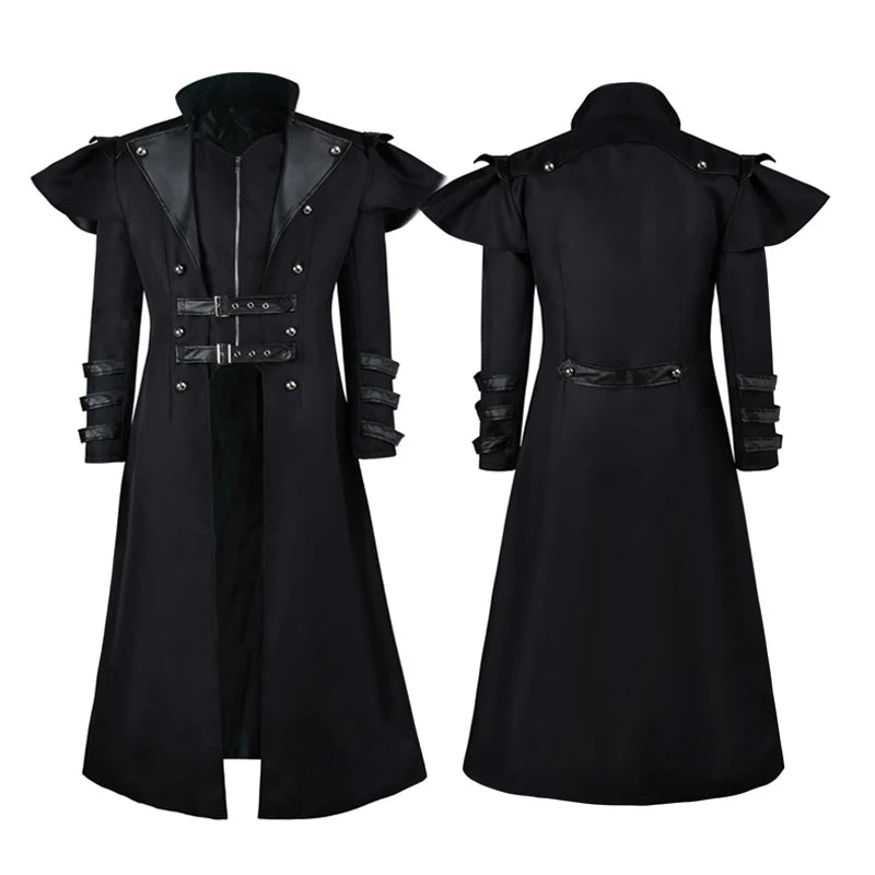 Men’s gothic steampunk coat and mask costume for Halloween