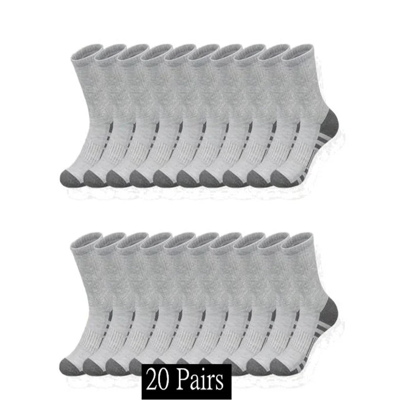 Pack of 20 pairs of gray ankle socks on a white background