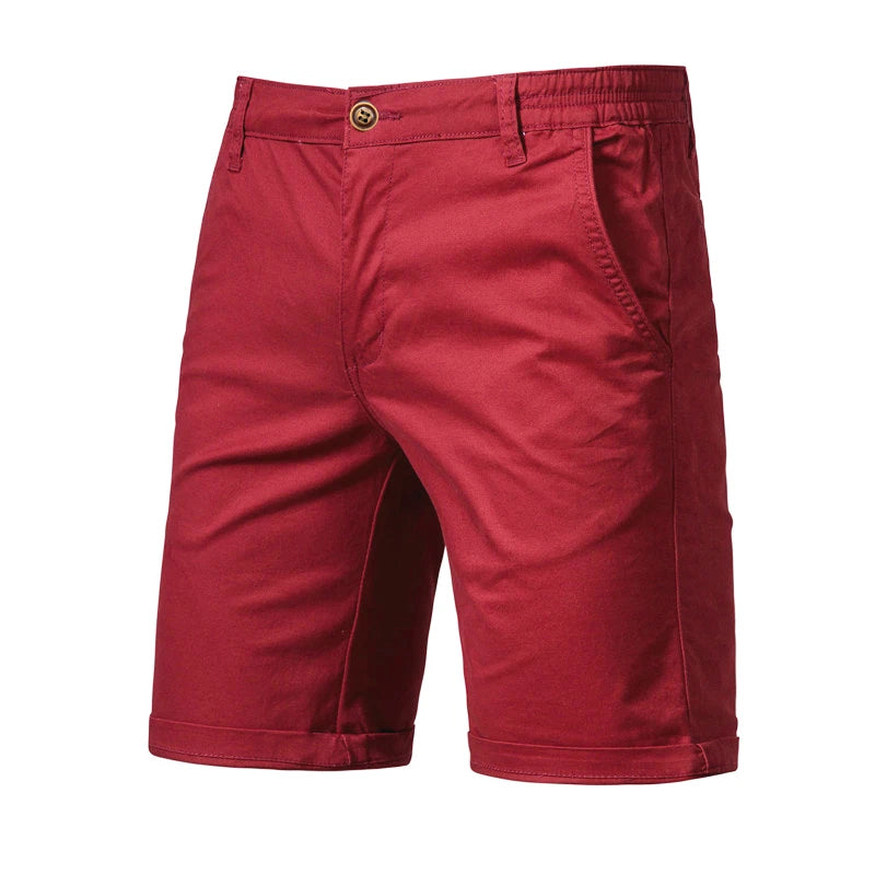 2021 New Summer 100% Cotton Solid Shorts Men High Quality Casual Business Social Elastic Waist Men Shorts 10 Colors Beach Shorts - 3KDyn