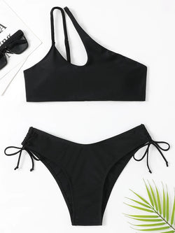 One Shoulder Bikini Set with Cut-Out Design – Sexy & Supportive Swimwear for Women - 3KDyn