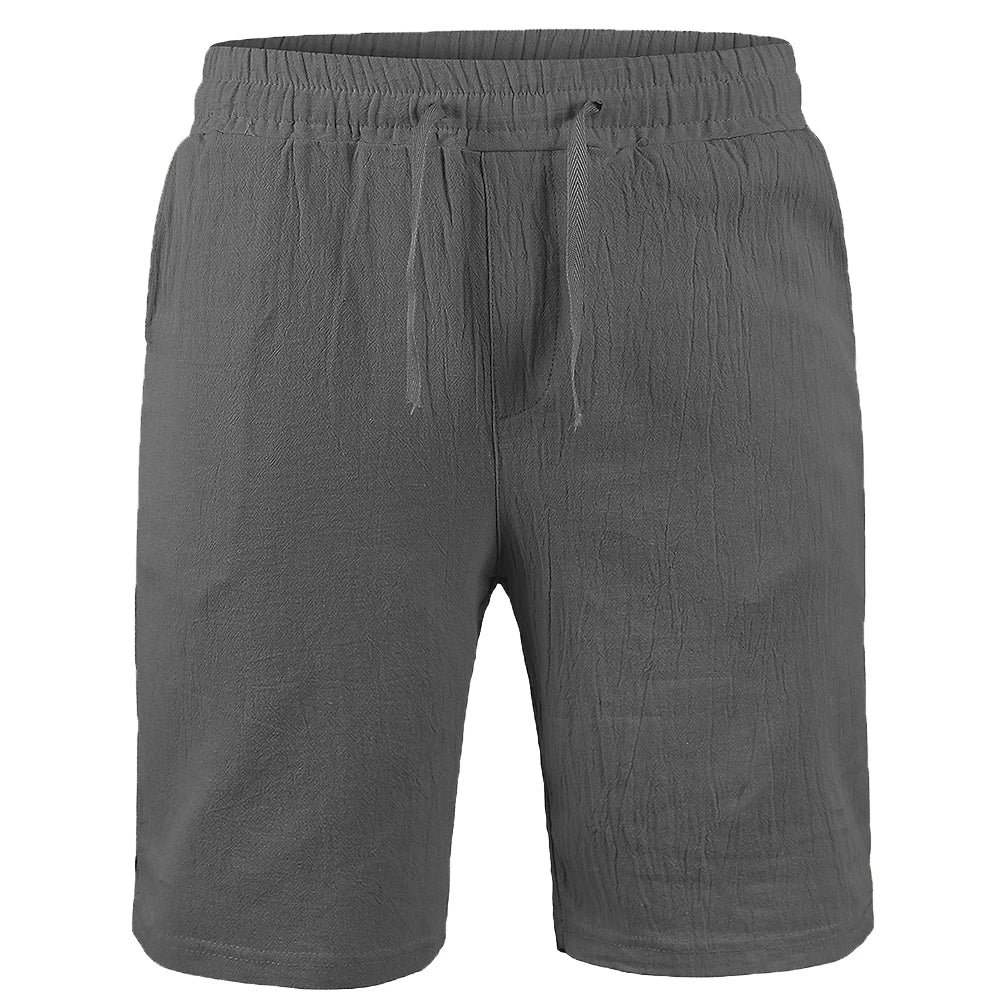 Men's Cotton Linen Shorts – Breathable Casual Summer Shorts with Drawstring Waist - 3KDyn