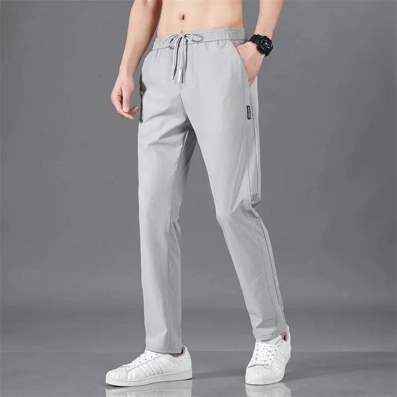 Men’s Lightweight Drawstring Pants – Breathable, Smart Casual, Full-Length - 3KDyn