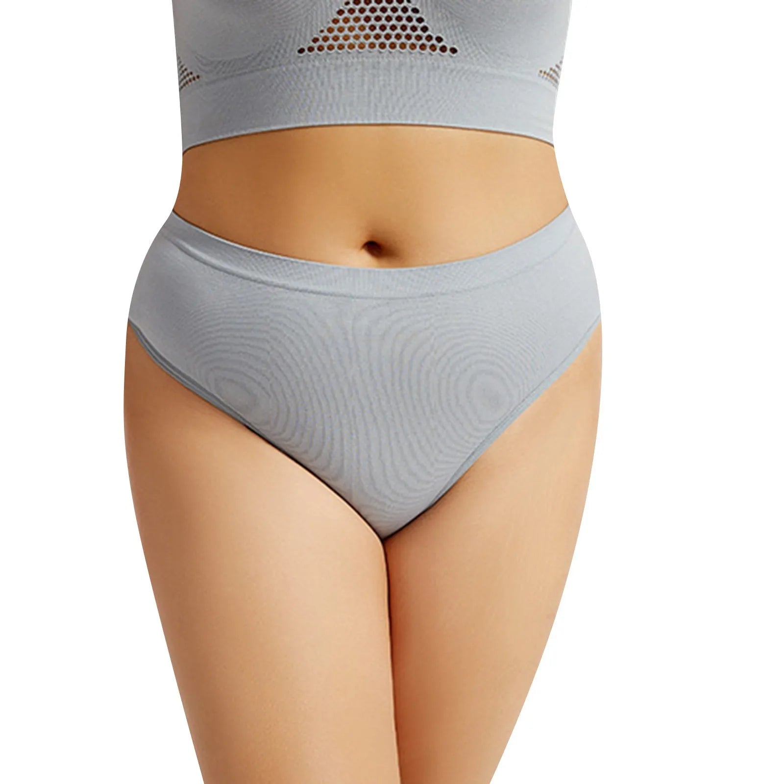Gray high-waisted underwear on a white background