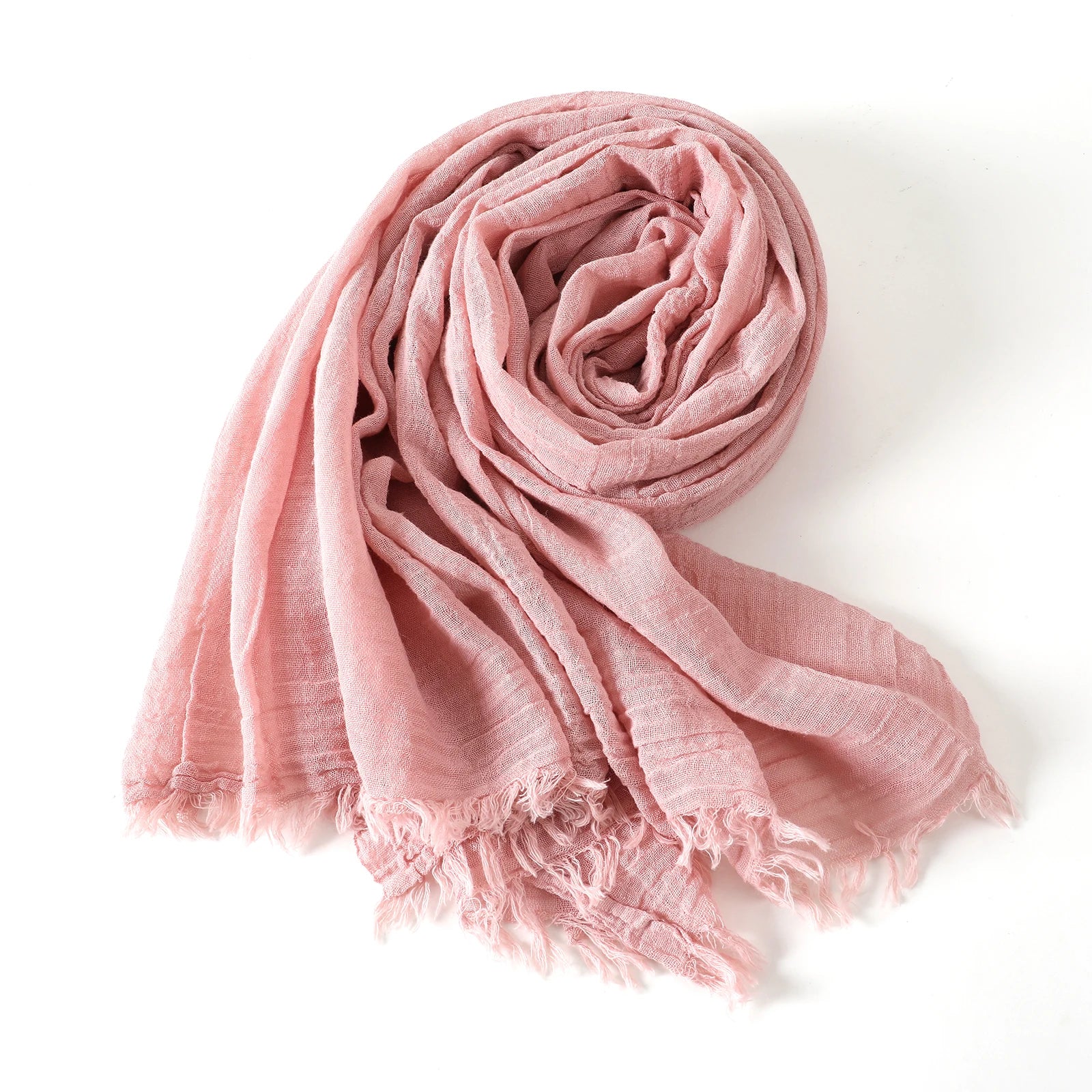 Unisex cotton-linen long scarf in solid color