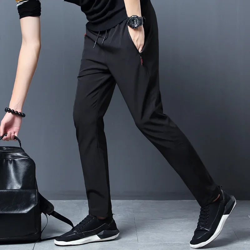 Men's Slim Fit Straight Jogger Pants – Lightweight Casual Style with Elastic Waist - 3KDyn
