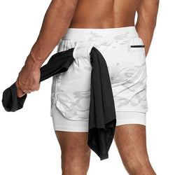 Men's Double Layer Fitness Shorts with Phone Pocket – Quick-Dry & Breathable - 3KDyn