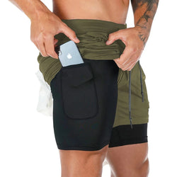 Men Running Shorts 2 In 1 Double-deck Sport Shorts Sportswear Gym Fitness Short Pants Training Jogging Bottom Men's Clothing - 3KDyn