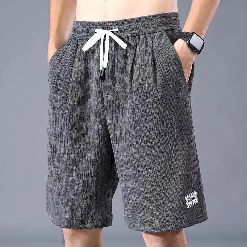Lce Silk Shorts Men's Thin Sports Cropped Pants Loose Straight Leg Cool Breathable New Fashion Trend Casual XL-XXXL - 3KDyn