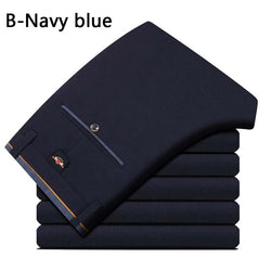 Men's Summer Straight-Leg Business Casual Trousers – Lightweight, Elastic Waist, Full Length - 3KDyn
