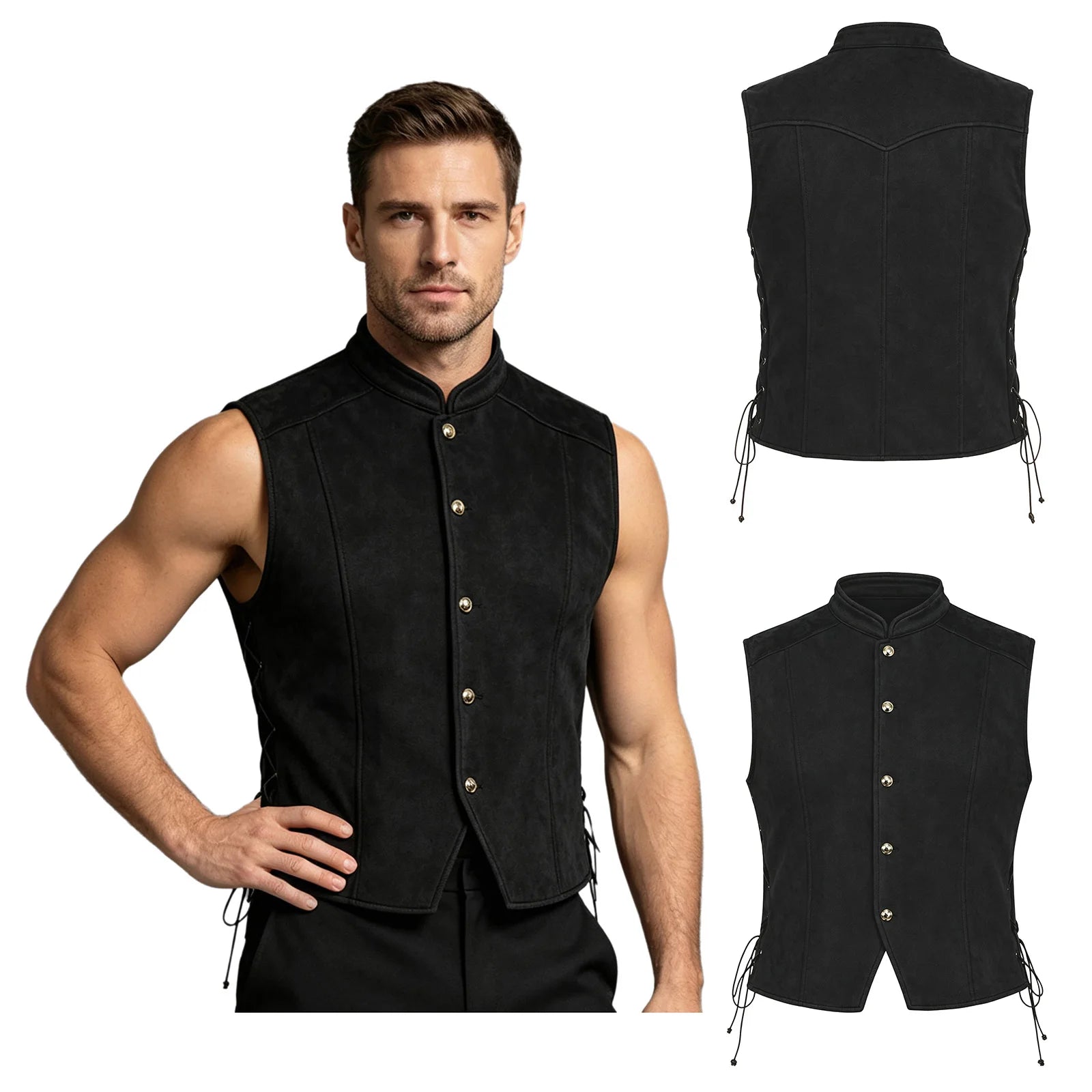 Men’s medieval pirate Viking costume vest – product detail 8