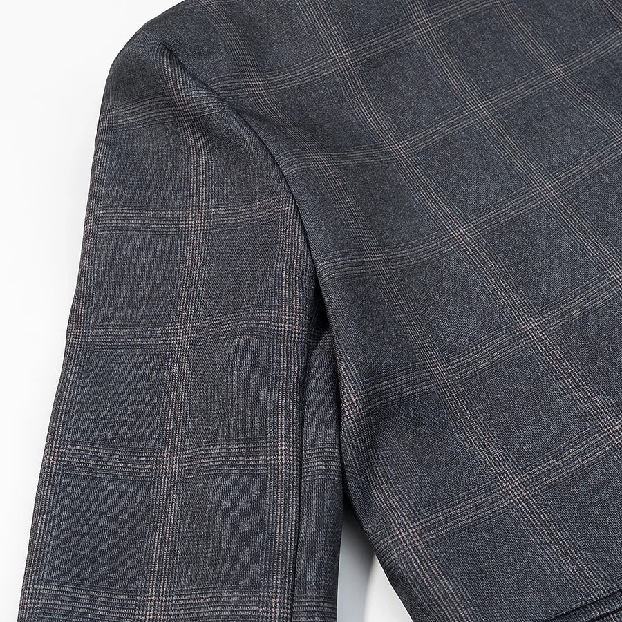 Women’s plaid stand-collar blazer