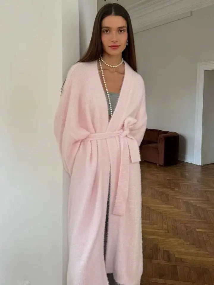 Women’s soft knit cardigan vest and midi dress separates