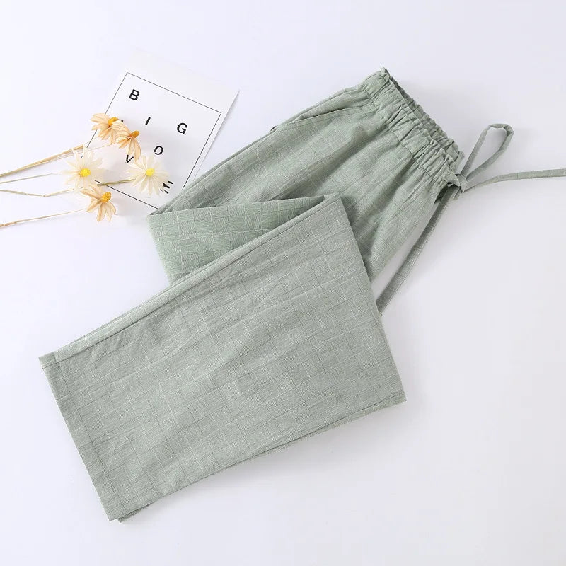 Women’s cotton gauze pajama pants – elastic waist