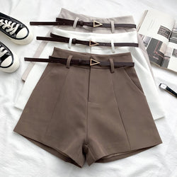 ITOOLIN Casual Women's Shorts A-line High Waist Short Chic Office Lady Shorts With Belted Vintage Female Trousers Spring Summer - 3KDyn