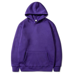 Solid Color Men's Fleece Hoodie – Casual Warm Pullover - 3KDyn