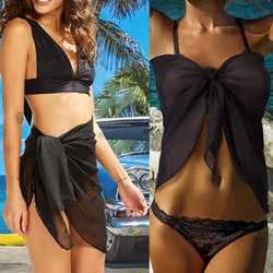 Women Short Sarongs Swimsuit Coverups Beach Bikini Wrap Sheer Short Skirt Chiffon Scarf Cover Ups for Swimwear - 3KDyn