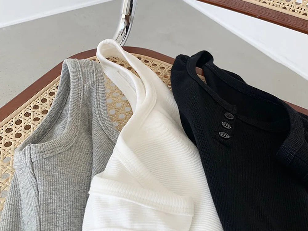 Ribbed Button Down Sleeveless Tank Top for Women – Casual Summer Blouse - 3KDyn