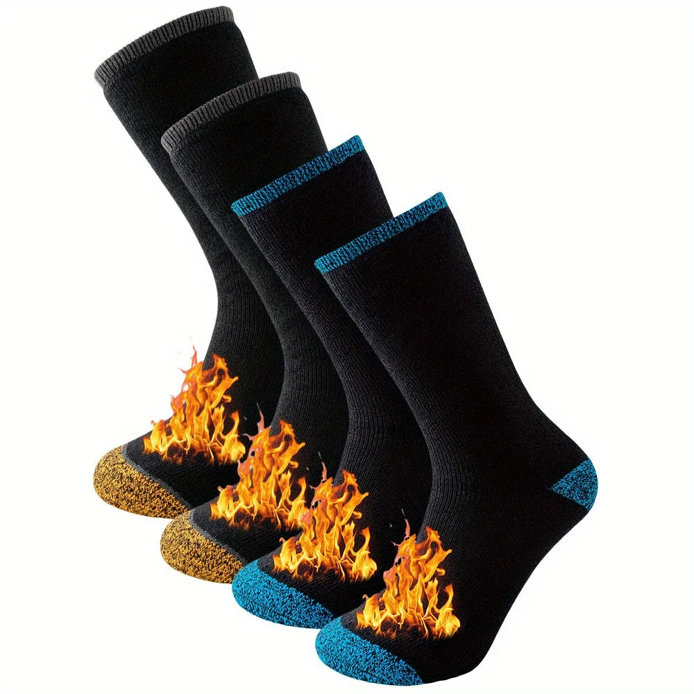 2-Pack Thermal Crew Socks (Unisex) – Fleece-Lined Winter Socks for Hiking & Skiing - 3KDyn