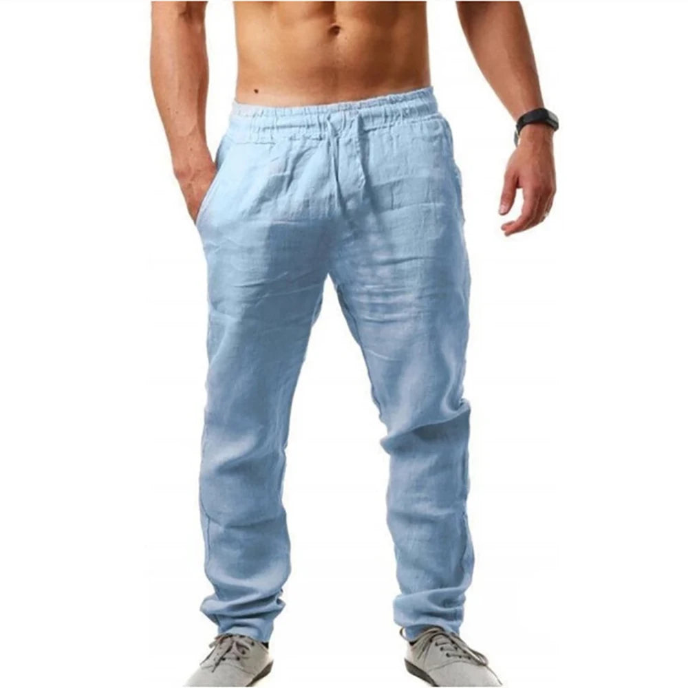 Men's Lightweight Summer Pants – Breathable, Elastic Waist, Casual Straight Fit - 3KDyn