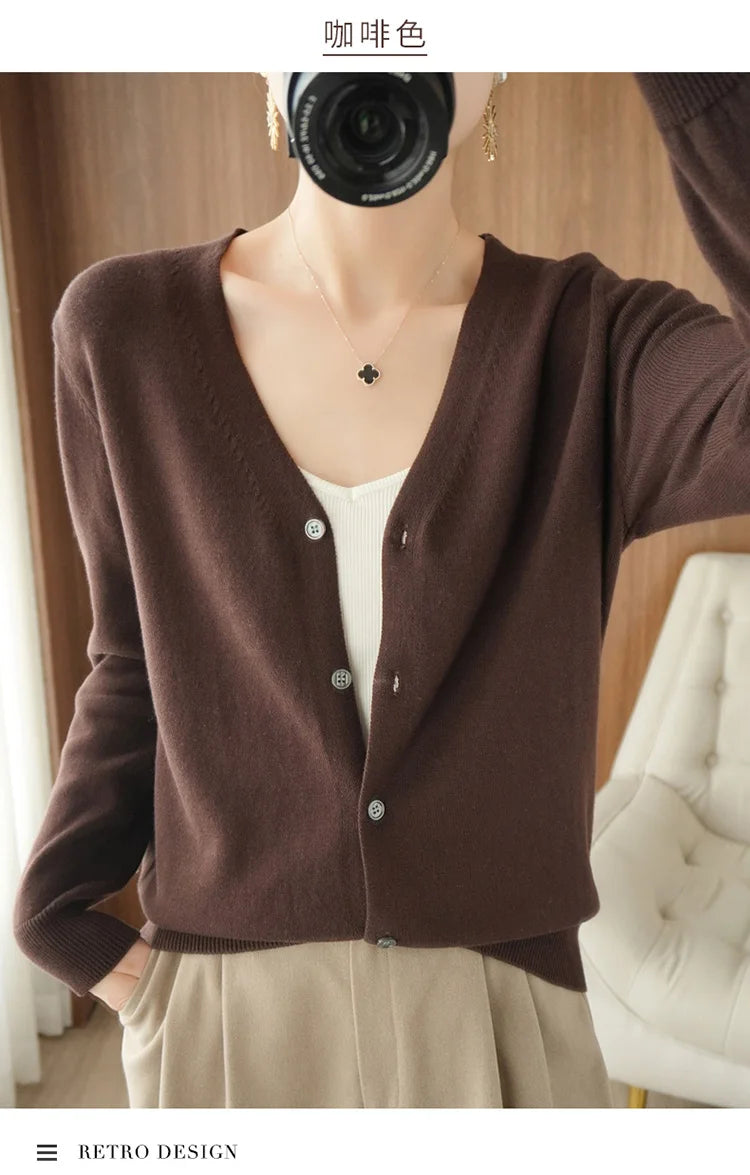 Women’s cotton V-neck button cardigan