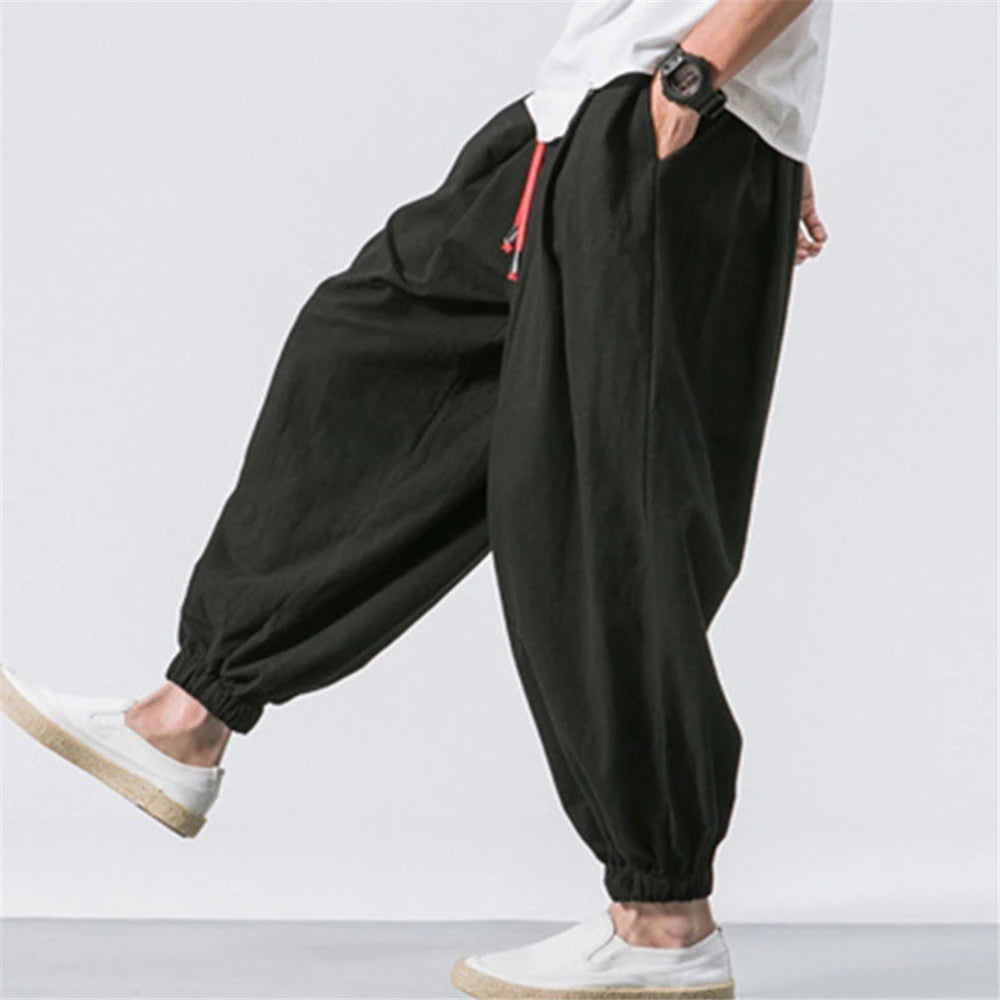 Men’s Loose Fit Linen Harem Pants – Oversized Lightweight Comfort - 3KDyn