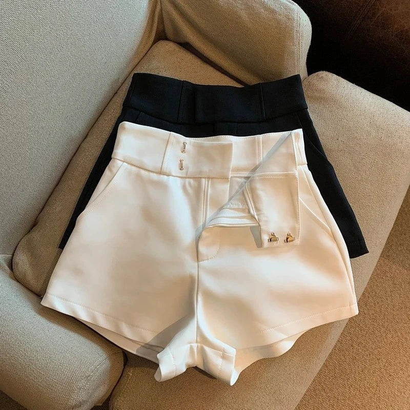 MEXZT Y2K Streetwear Black Shorts Women Elegant High Waist White A Line Wide Leg Suit Short Sexy Club Slim Hot Short Pants New - 3KDyn
