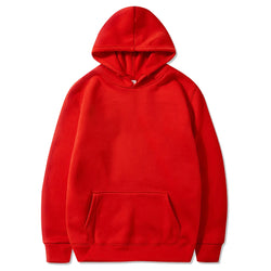 Solid Color Men's Fleece Hoodie – Casual Warm Pullover - 3KDyn